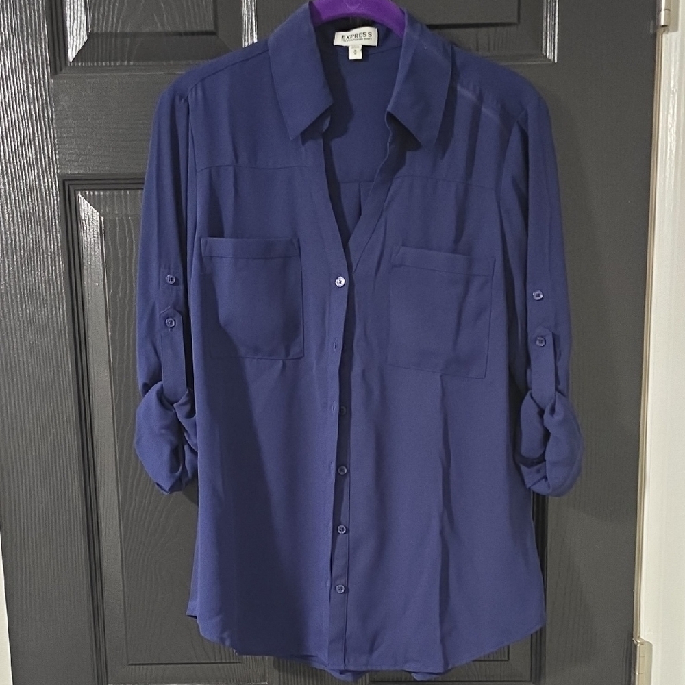 Express Women's Button-Down Portifino Shirt in Royal Blue